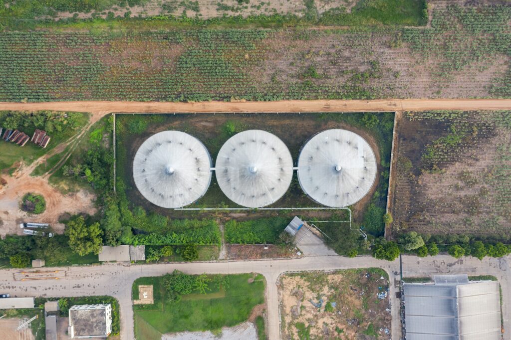 Storage tank of Ethanol Ethyl Alcohol factory, Renewable energy production of sugarcane, molasses