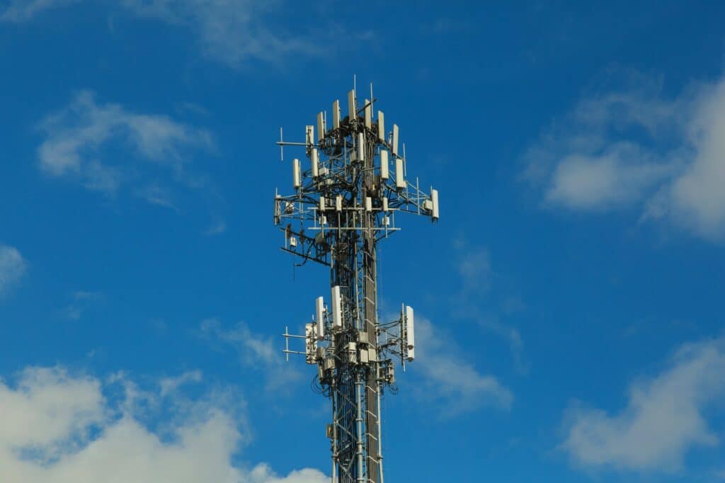 The signals transmitted by the antenna as an intermediary