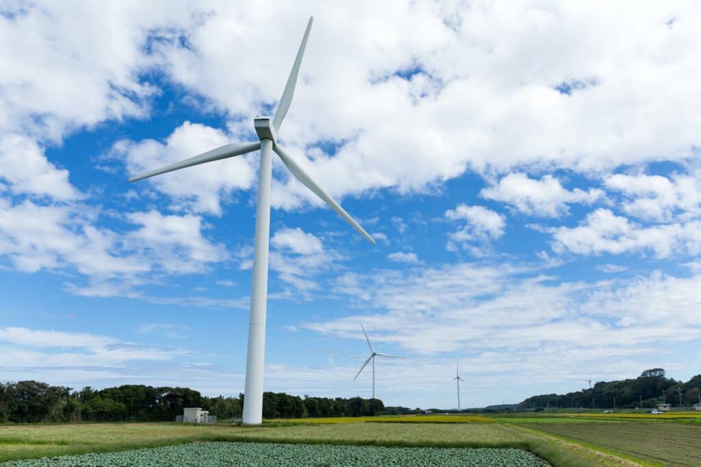 Wind turbines generating electricity