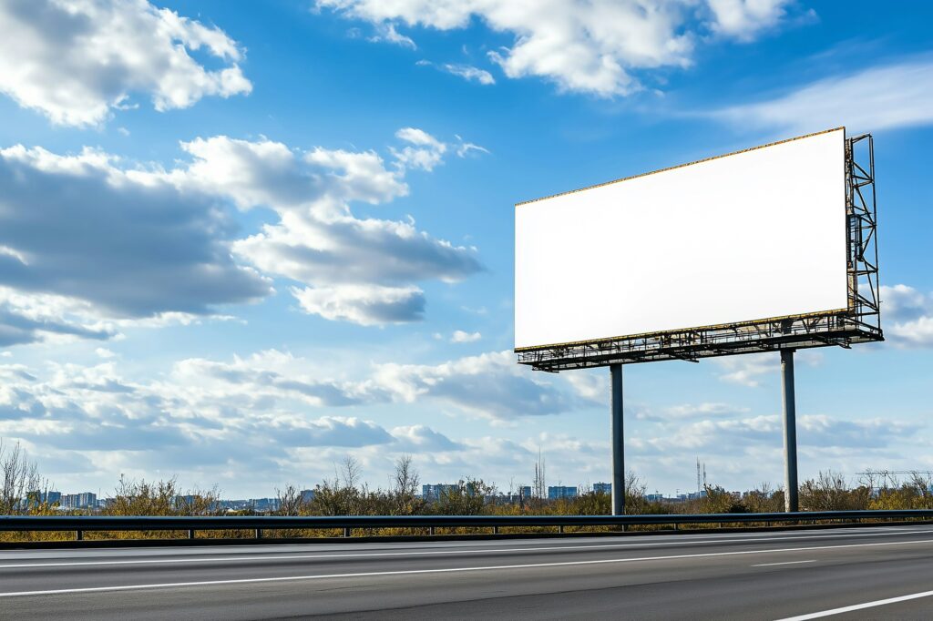 large blank billboard at highway as a mockup or template