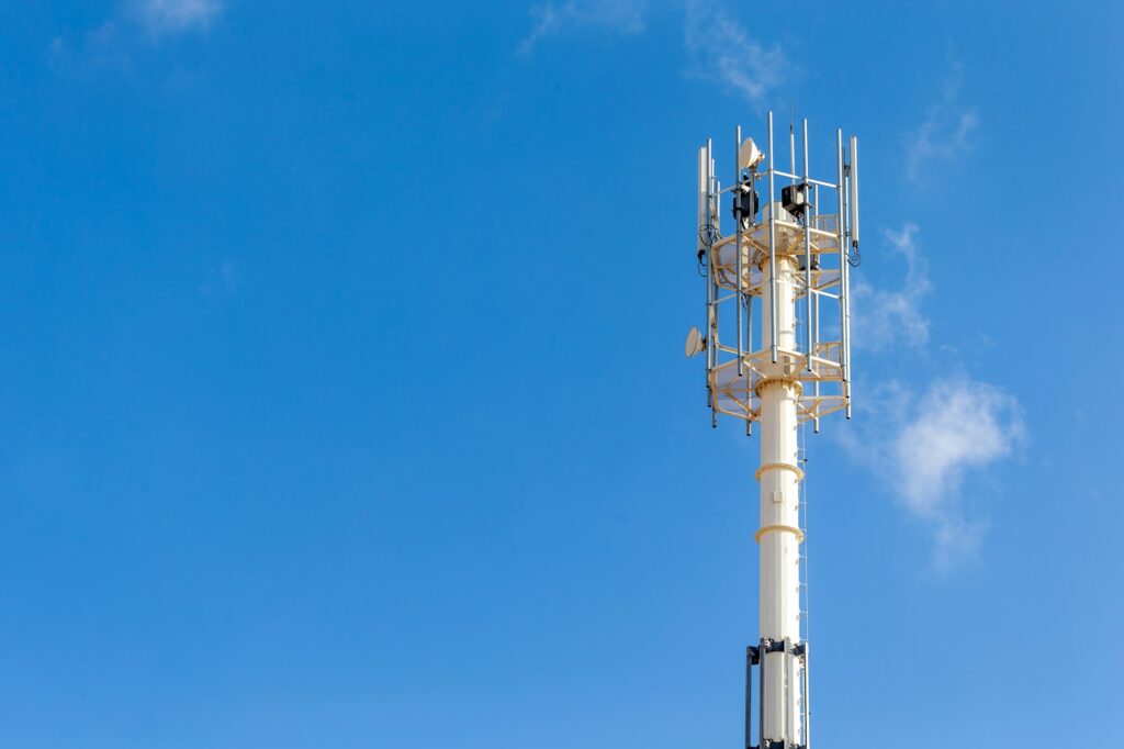 Telecommunication and cell tower, 4G and 5G radio network telecommunication equipment