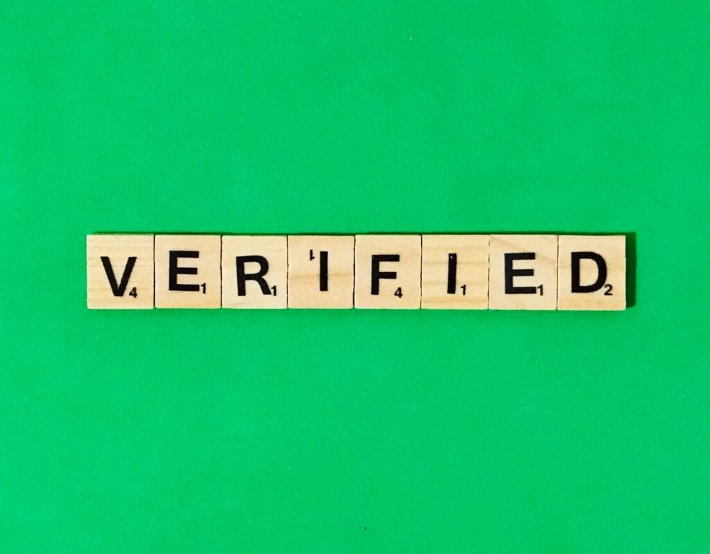 Verified word on Green background