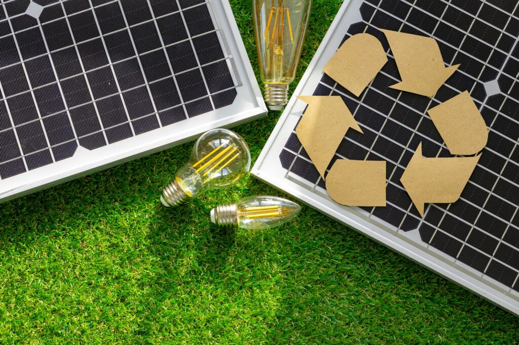 Solar Energy Panel And Light Bulb, Green Energy