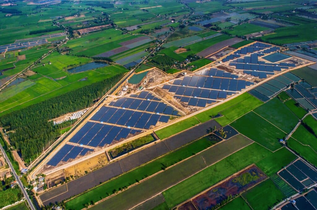 Solar Farm Solar Panels Aerial View