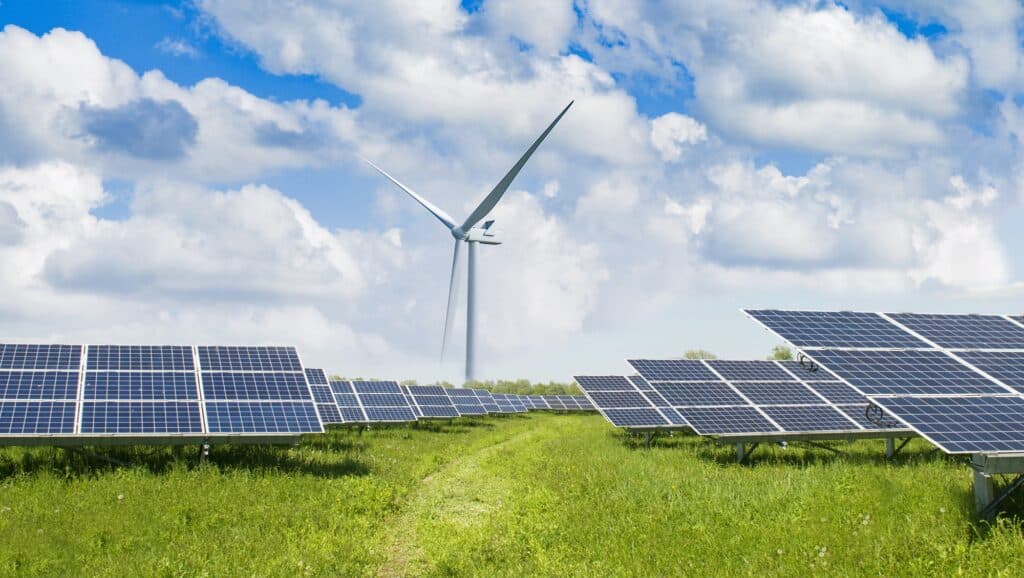 Solar Panels And Wind Turbine